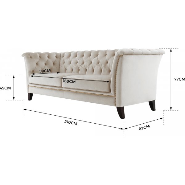 Soffa 3-sits Chesterfield Bl� - Milton