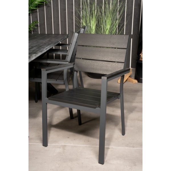 Ramsj� Spisegruppe (200x100) - Sort - 6 Stole