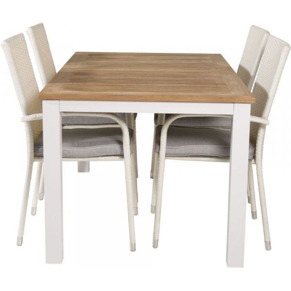 Dotorp Matgrupp (160x90) - Vit/Natur - 4 Stolar