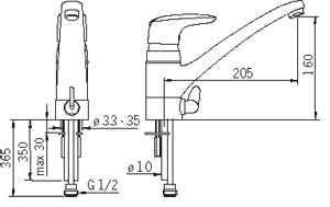 Oras Køkkenarmatur med spærring Vega 1825 Oras Køkkenarmatur med spærring Vega 1825