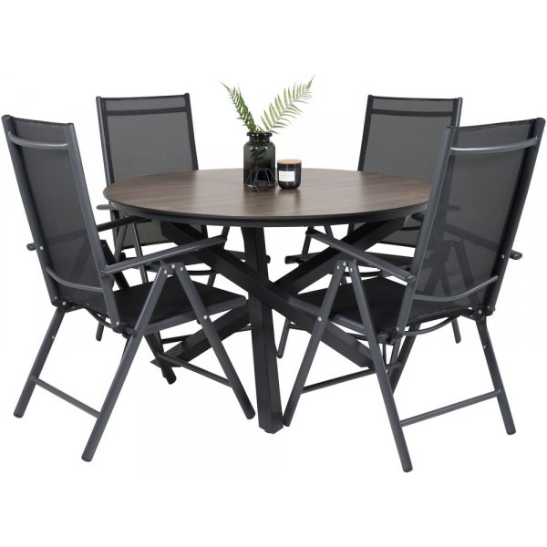 Tottarp Spisegruppe (140) - Sort/Brun - 4 Stole