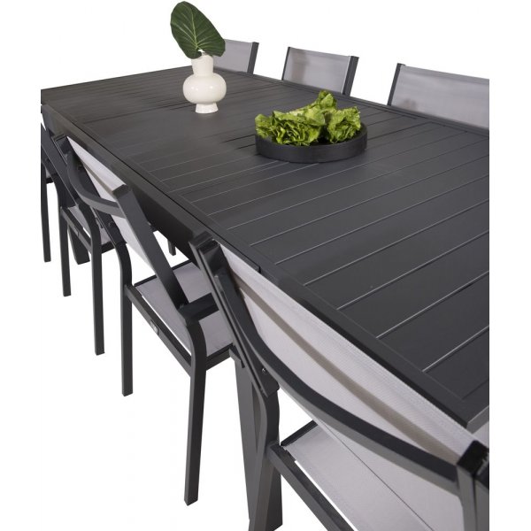 Holma Spisegruppe (160x100) - Sort - 8 Stole