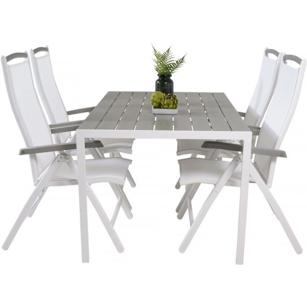 Ervalla Matgrupp (150x90) - Vit/Gr - 4 Stolar