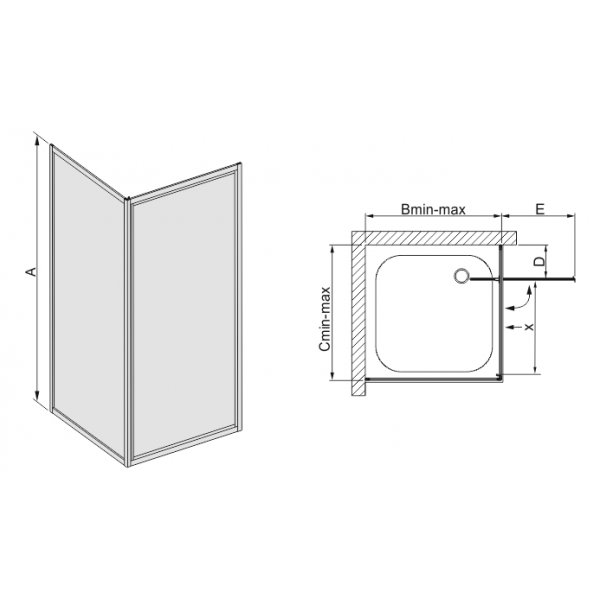 Duschhörn Classic - Utåtgående dörr Duschhörn Classic - Utåtgående dörr