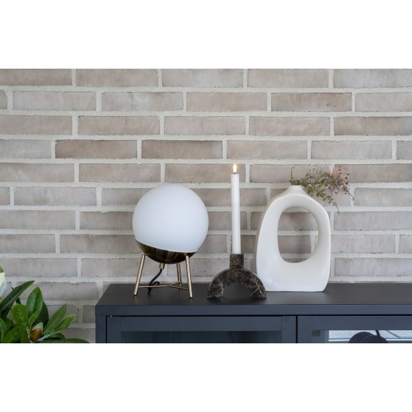Marma ljusstake b�ge i brun marmor