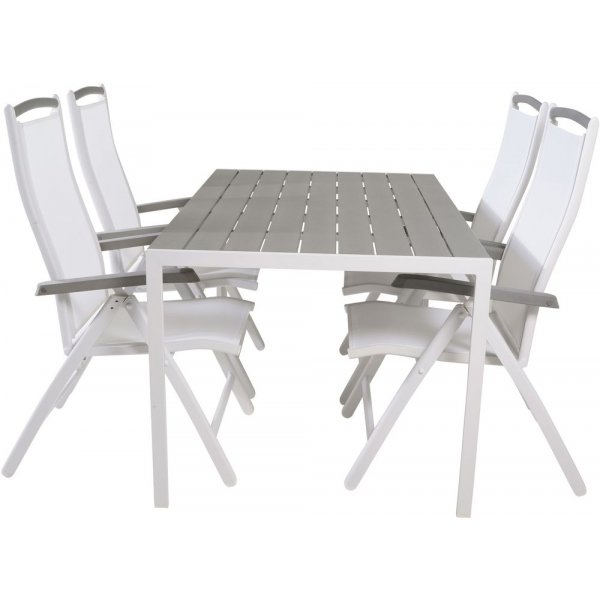 Ervalla Matgrupp (150x90) - Vit/Gr - 4 Stolar