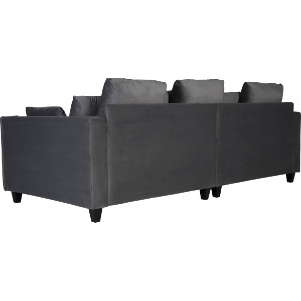 Soffa 250 cm bred m�rkgr� sammet 114 cm djup