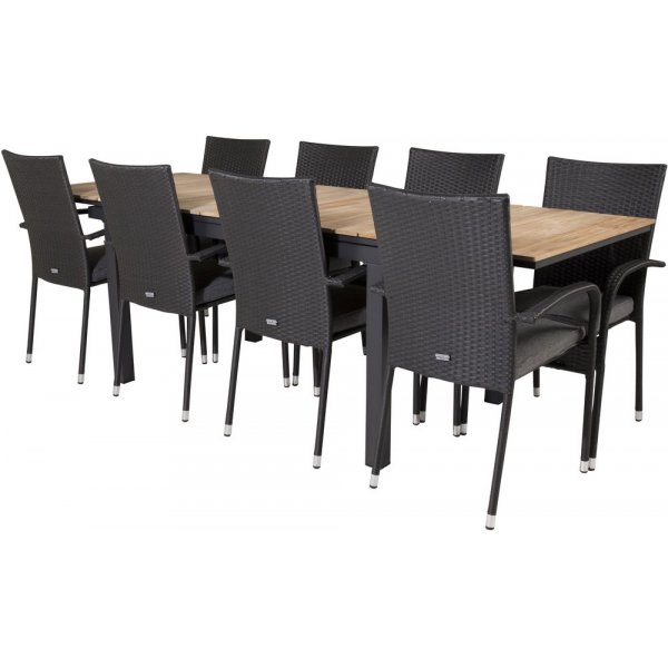 Maglehem Matgrupp - Svart/Teak - 8 Stolar Maglehem Matgrupp - Svart/Teak - 8 Stolar