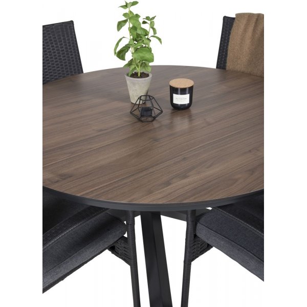 Tottarp Matgrupp (ø140) - Svart/Brun - 4 Stolar Tottarp Matgrupp (ø140) - Svart/Brun - 4 Stolar