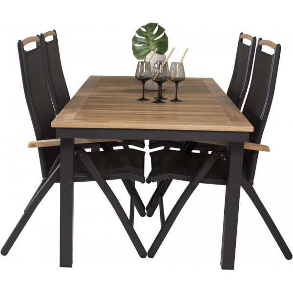 Dotorp Matgrupp (160x90) - Svart/Natur - 4 Stolar