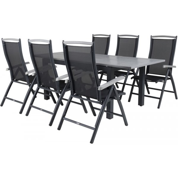 Eken�s Matgrupp (152x90) - Svart/Gr� - 6 Stolar