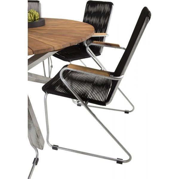 Salstad Matgrupp (140)  Svart/Natur - 6 Stolar