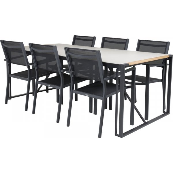 Tornsborg Matgrupp (200x100) - Svart/Grå - 6 Stolar Tornsborg Matgrupp (200x100) - Svart/Grå - 6 Stolar