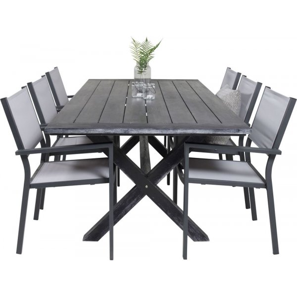 Ramsj Matgrupp (200x100) - Svart - 6 Stolar