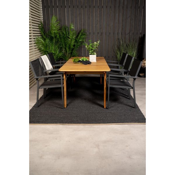 Malmby Matgrupp (180x90) - Svart/Natur - 6 Stolar Malmby Matgrupp (180x90) - Svart/Natur - 6 Stolar