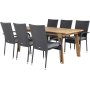 Malmby Matgrupp (180x90) - Svart/Natur - 6 Stolar