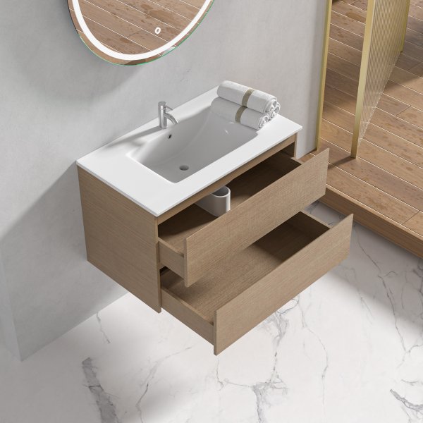 Badrumsmöbler Milan 80 cm - Ljust trä Badrumsmöbler Milan 80 cm - Ljust trä