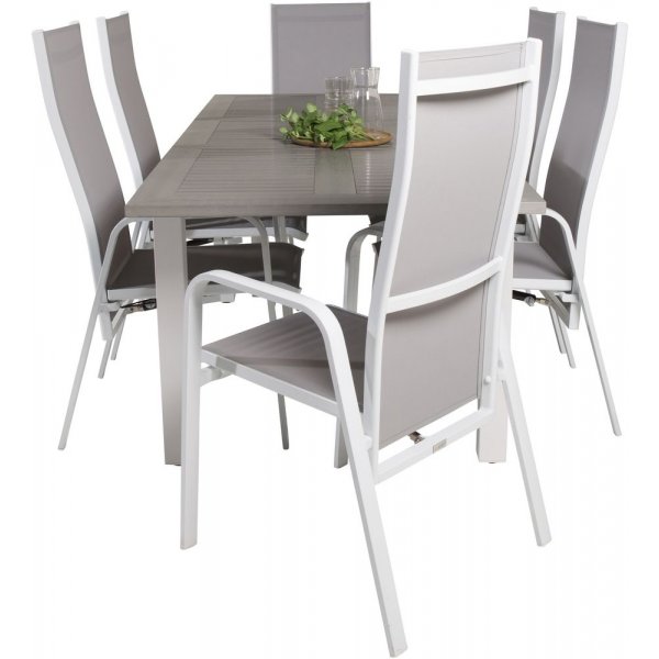 Ekenäs Matgrupp (160x90) - Vit/Grå - 6 Stolar Ekenäs Matgrupp (160x90) - Vit/Grå - 6 Stolar