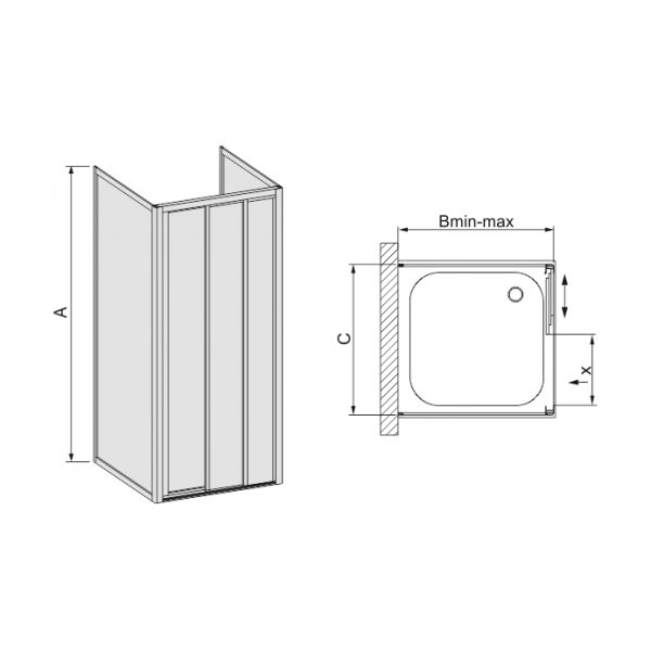 Duschh�rn f�r enkelv�gg - Classic - 3 skjutd�rrar