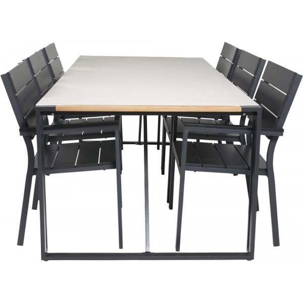 Tornsborg Spisegruppe (200x100) - Sort/Gr� - 6 Stole