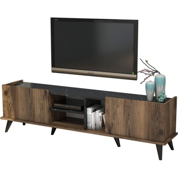 Elegant TV-b�nk 180 cm - Valn�t/svart