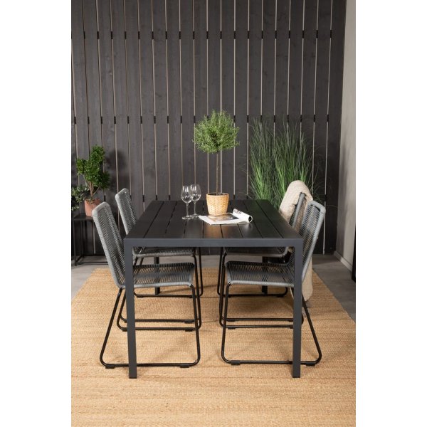 Ervalla Matgrupp (150x90) - Svart - 4 Stolar