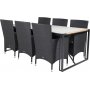 Tornsborg Matgrupp (200x100) - Svart/Gr - 6 Stolar