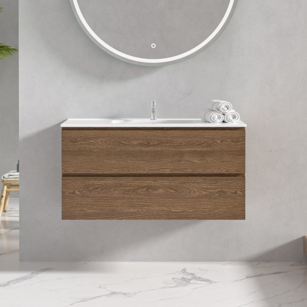Badeværelsesmøbel Milan 100 cm - Valnød Badeværelsesmøbel Milan 100 cm - Valnød