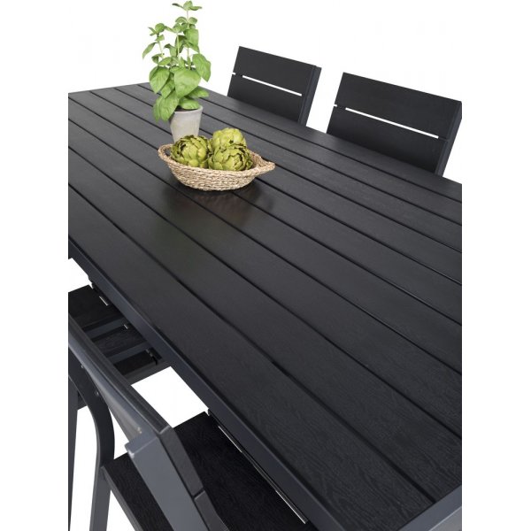 Ervalla Matgrupp (205x90) - Svart - 6 Stolar