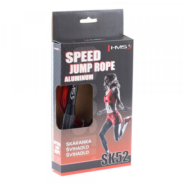 Speed rope med kullager (st�lvajer & alu-handtag) r�d | svart