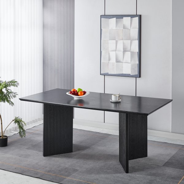 Crossby matbord 180x90 cm - Svartbetsad ek