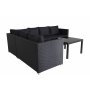 Loungegruppe Kuba sofagruppe + bord - sort syntetisk rattan / sorte hynder