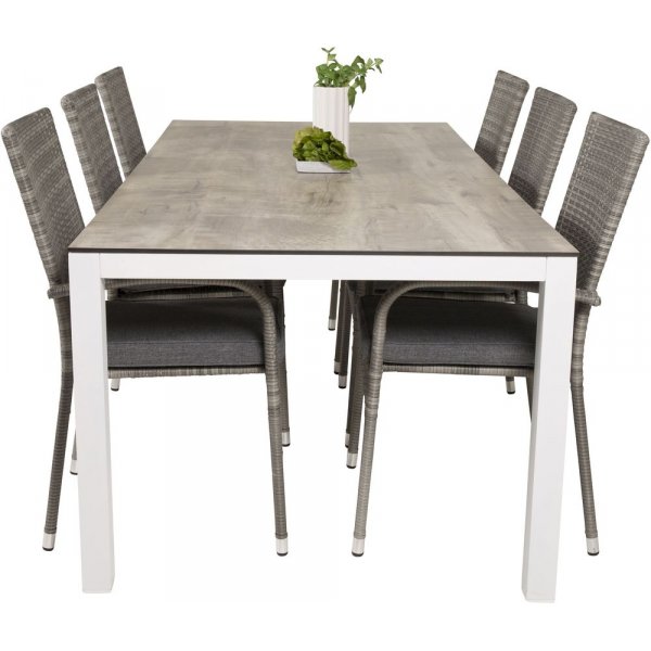 Tottarp Matgrupp (205x100) - Grå/Vit - 6 Stolar Tottarp Matgrupp (205x100) - Grå/Vit - 6 Stolar