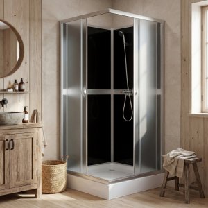 Duschkabin 80�80x195 cm | Vit bakglas & aluminiumprofil | Liris