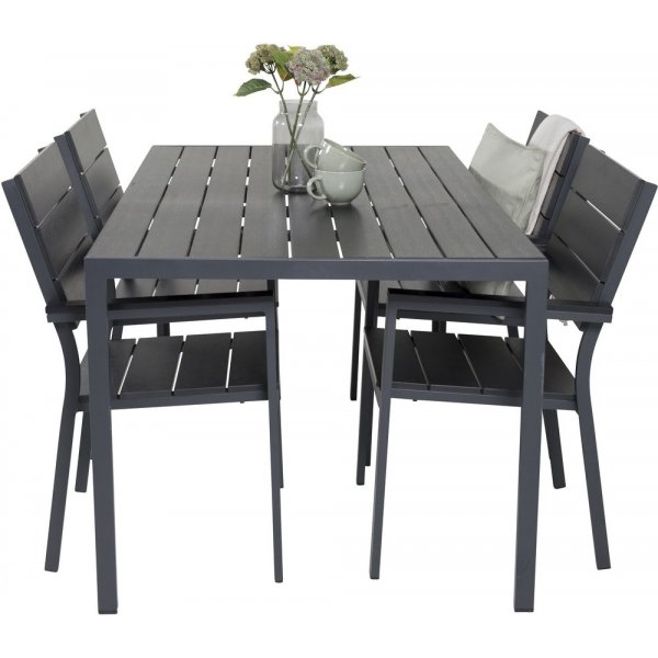 Ervalla Matgrupp (150x90) - Svart - 4 Stolar