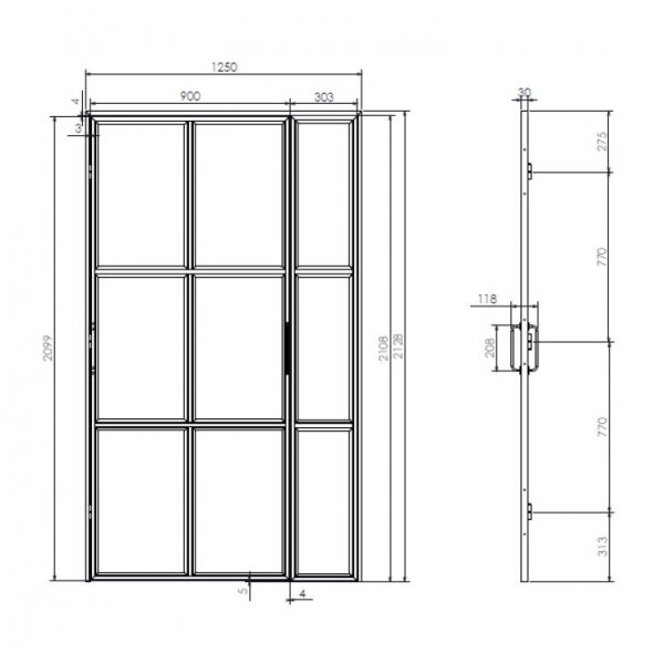Industrielle Glastür - schwarz Industrielle Glastür - schwarz