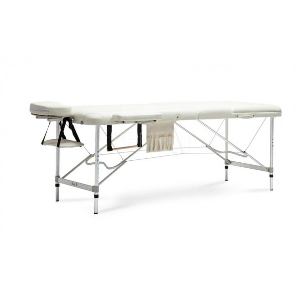 Bred massagebnk med metallben - 3 zoner - Beige