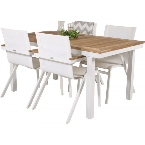 Dotorp Matgrupp (160x90) - Vit/Natur - 4 Stolar