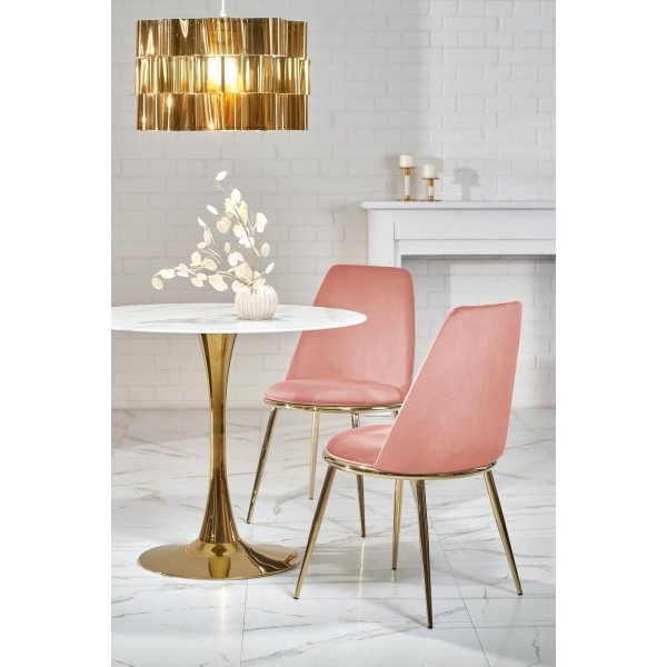 Matbord runt �90 cm - Marmorerat glas/guld