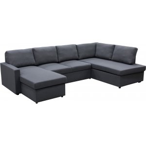 U-soffa b�ddsoffa T�rn� med f�rvaring - 304 cm - m�rkgr�