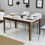 Milan matbord 145 x 88 cm - Vit marmor/valn�t
