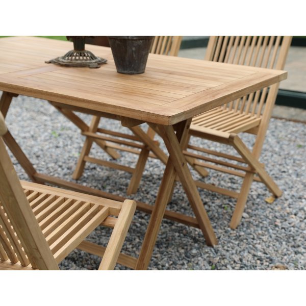 Saltö Outdoor Esstisch 120x70 cm mit 4 Saltö Esszimmerstühlen - Teak + Textilimprägnierung für Outdoormöbel Saltö Outdoor Esstisch 120x70 cm mit 4 Saltö Esszimmerstühlen - Teak + Textilimprägnierung für Outdoormöbel