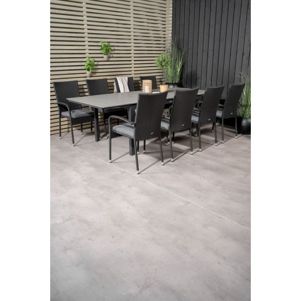 Prässebo Matgrupp (160x100) - Svart/Grå - 8 Stolar Prässebo Matgrupp (160x100) - Svart/Grå - 8 Stolar