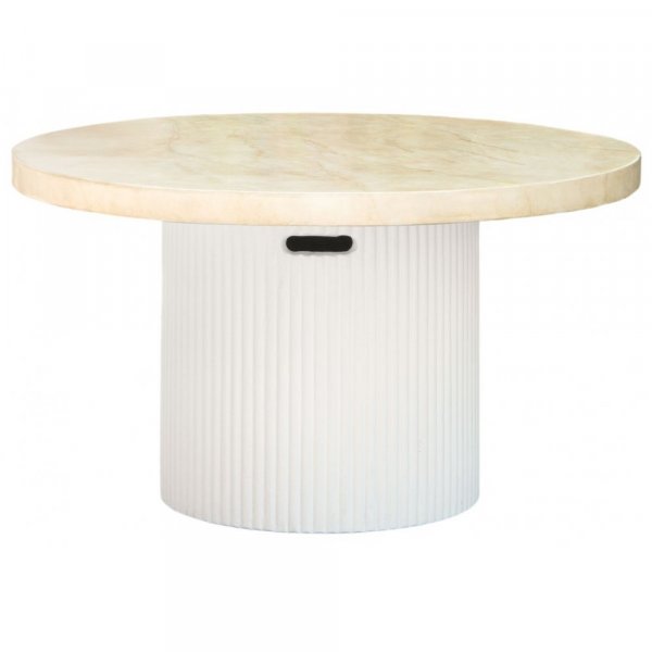 Runt utesoffbord �80 cm travertin - tr�dg�rdsbord