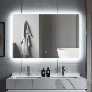 Badrumsspegel 140 x 100 cm med LED-belysning och anti-fog