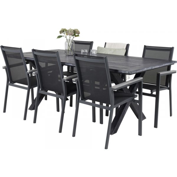 Ramsj� Spisegruppe (200x100) - Sort - 6 Stole