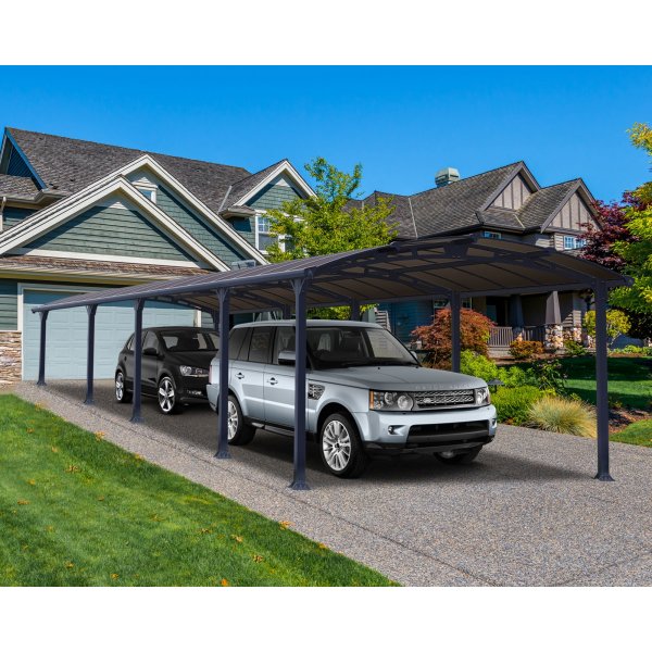 Canopia Arcadia Doppel-Carport aus Metall, 3,6 x 11 - Grau