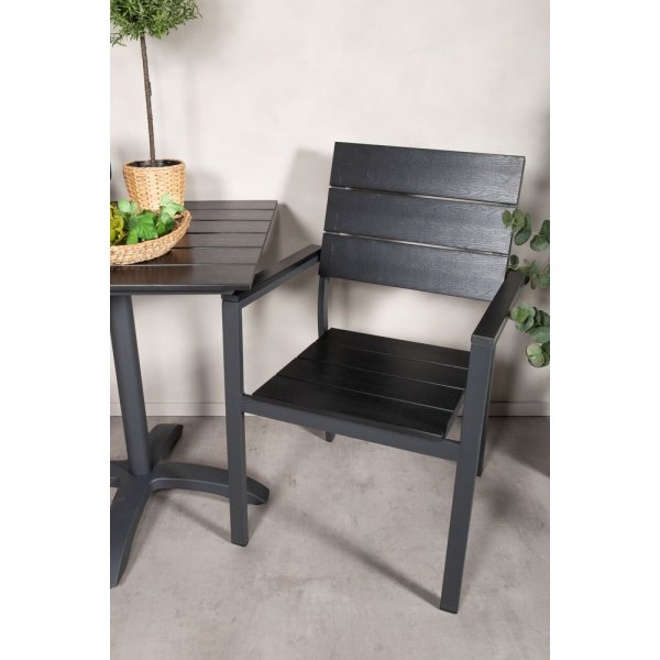 Garnviken Matgrupp (70x70) - Svart - 2 Stolar