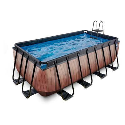 Pool 400x200x122cm med filterpump - Brun