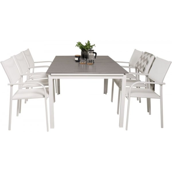 Prässebo Matgrupp (160x100) - Vit/Grå - 6 Stolar Prässebo Matgrupp (160x100) - Vit/Grå - 6 Stolar